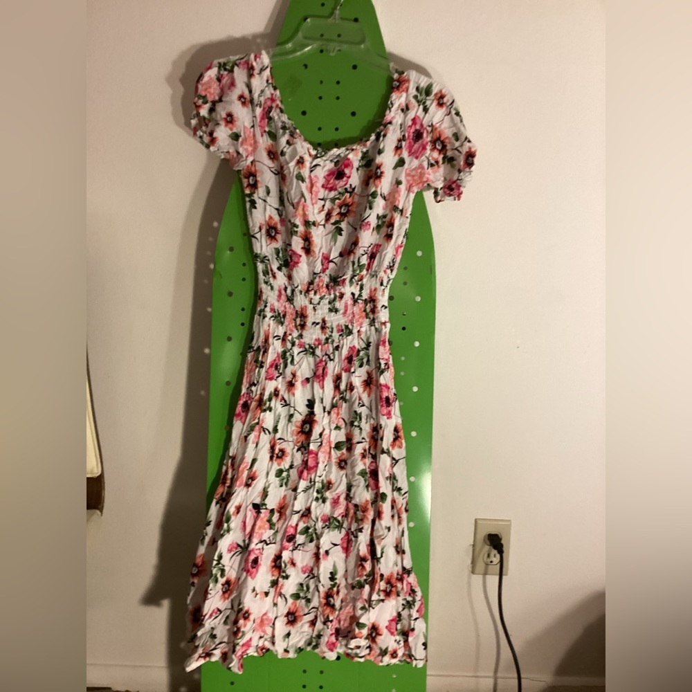 Pink floral boho bohemian hippie dress